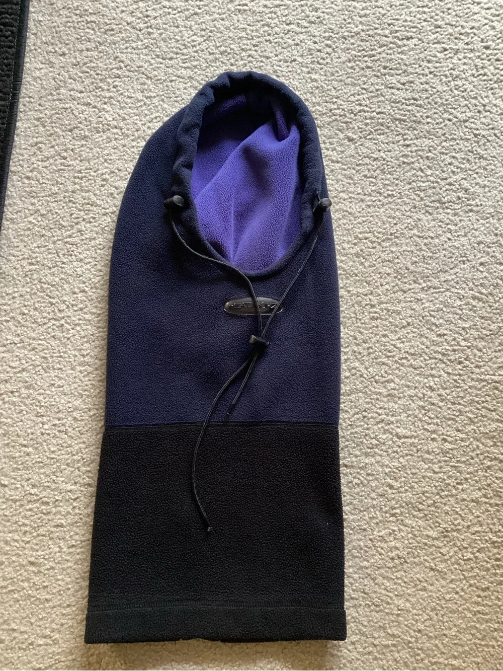 Men's Two-Tone Navy and Black Fleece Hooded Neck Warmer